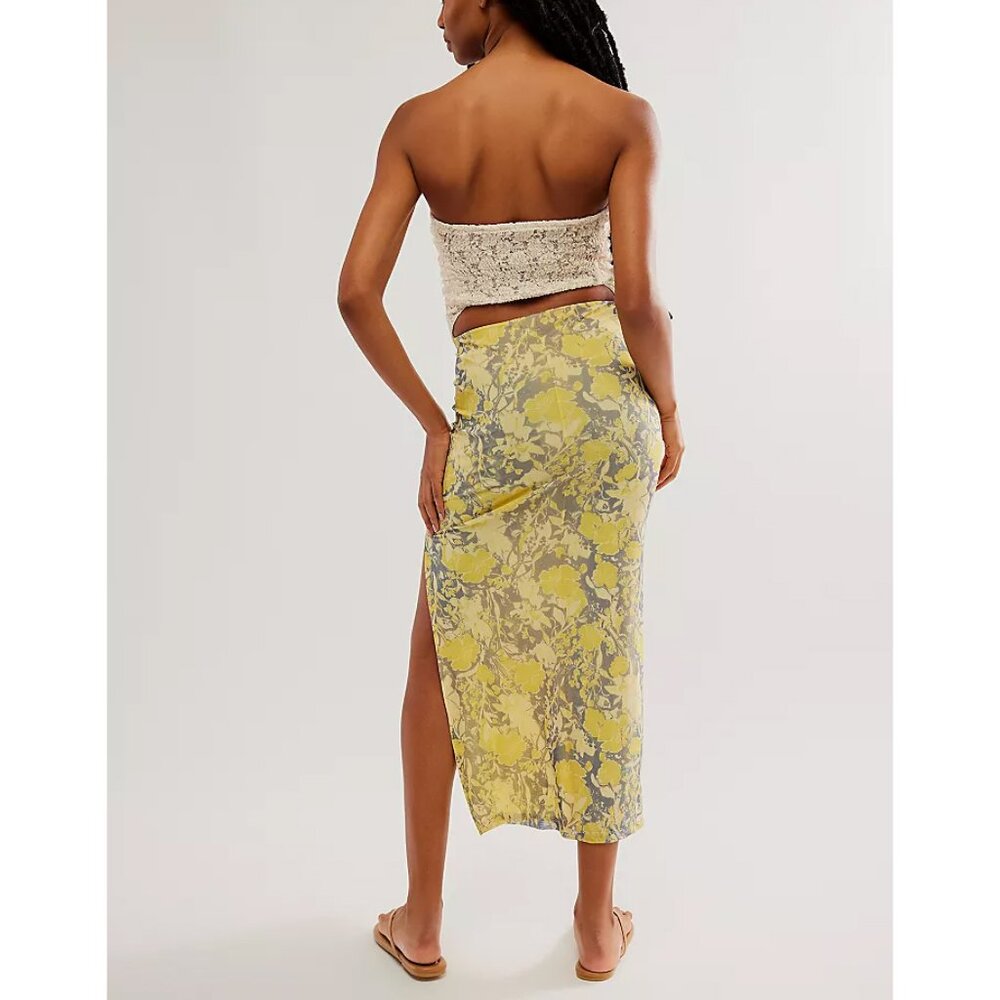 Free People Yellow and Gray Midi Skirt - Picture 4 of 11